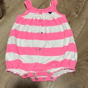 Carters pink and white stripe romper